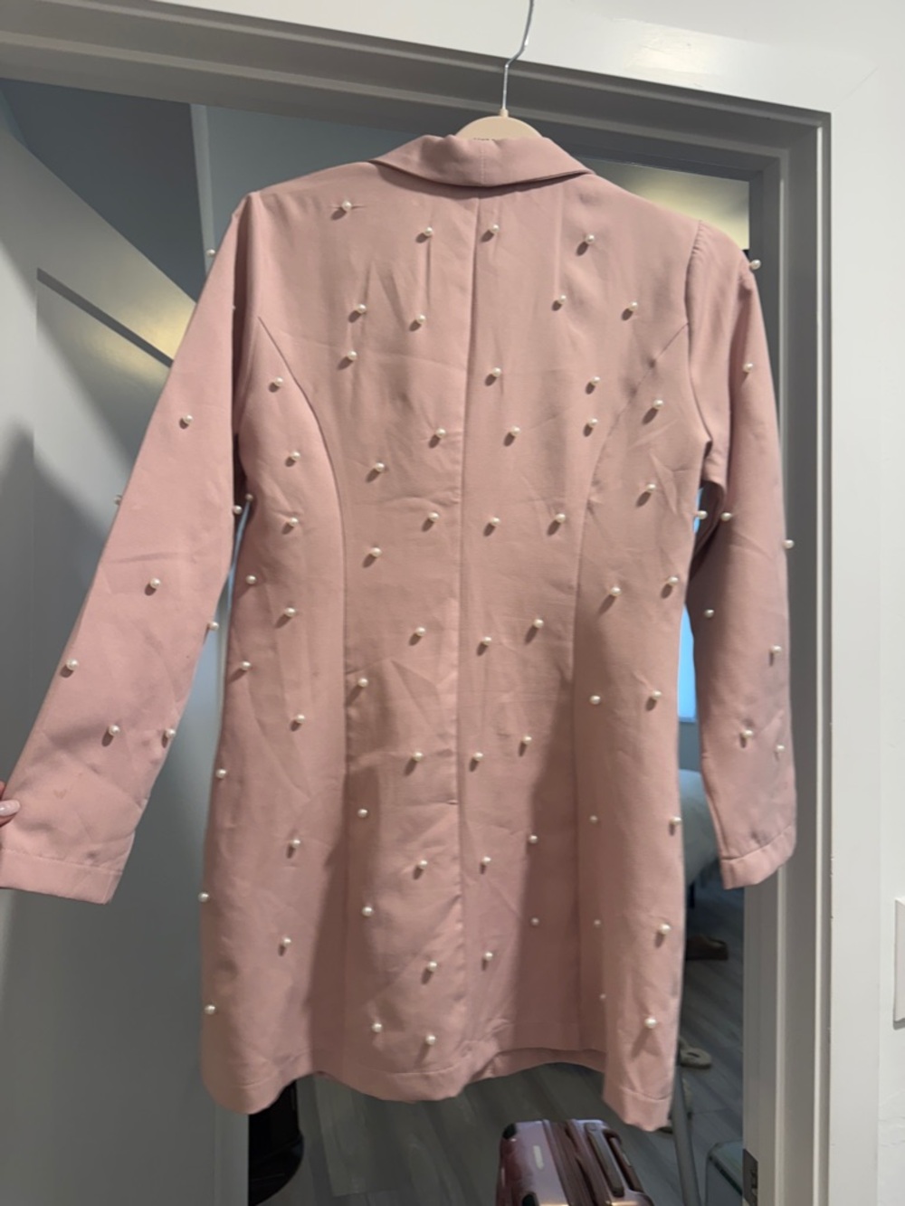 Suuuuper freakin cute Pearl Embellished Pink Blazer Dress - Picture 5 of 5